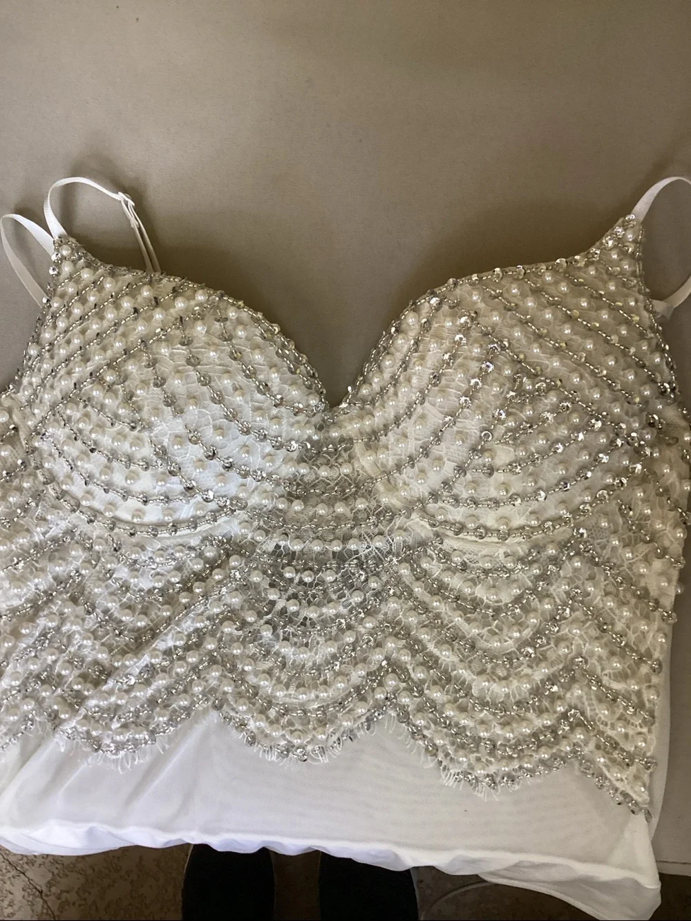Twisted Angel Windsor Body Suit Faux Pearls Beads Size Medium - Picture 4 of 9